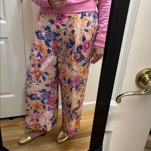 Jcrew polished cotton cropped  pants, Liberty pavilion pink floral size 14